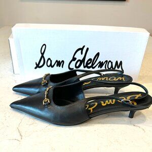 Sam Edelman Black Heels with Gold Accents
